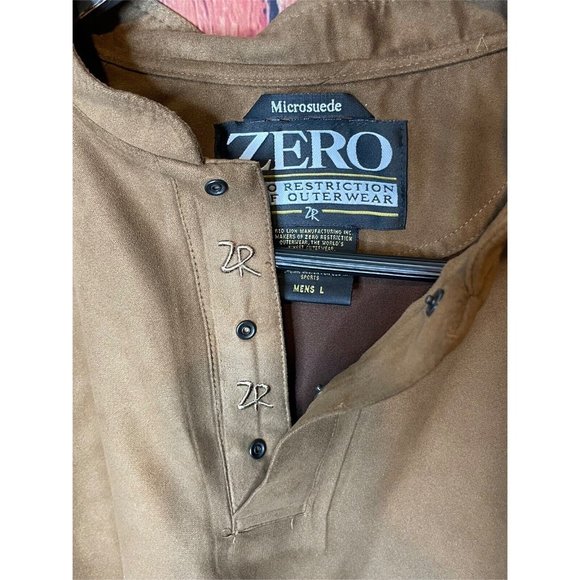 Zero Restriction ZR Men’s Large Brown Microsuede Golf Sweater Pullover Jacket - Picture 5 of 5